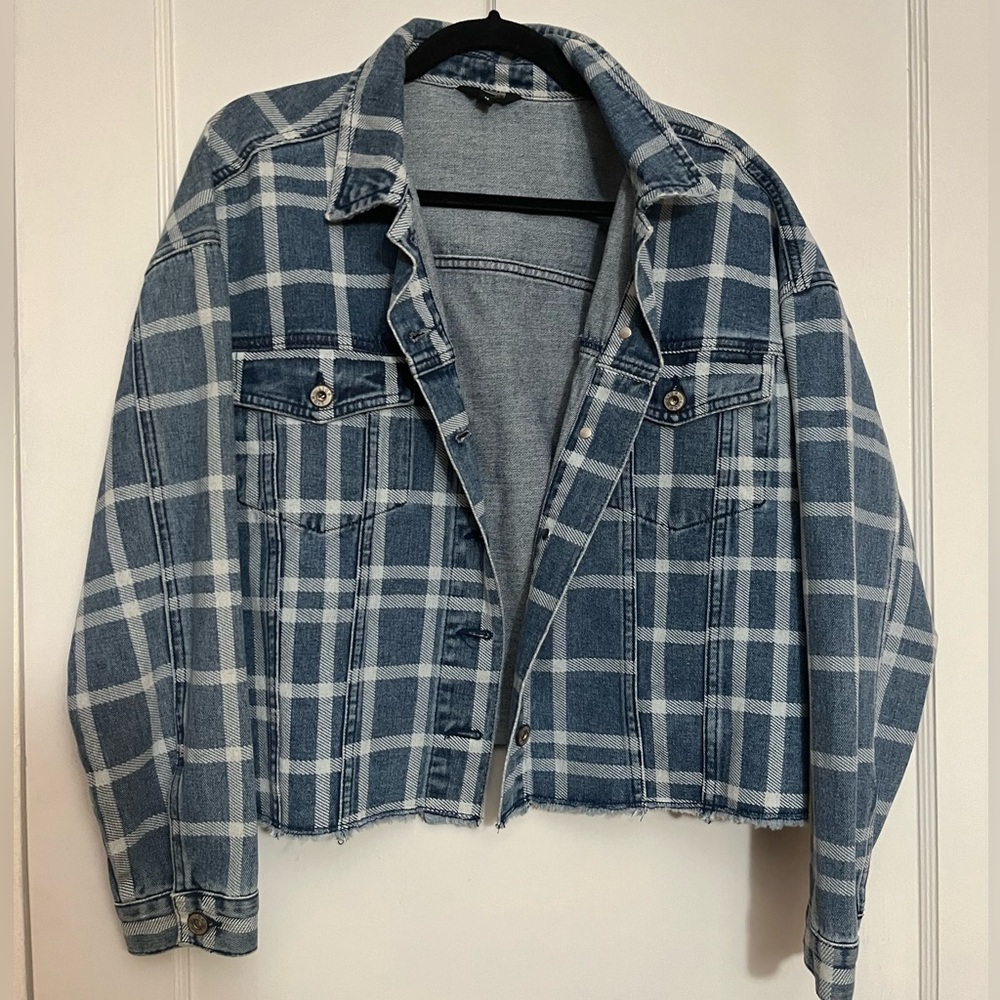 Plaid denim jacket